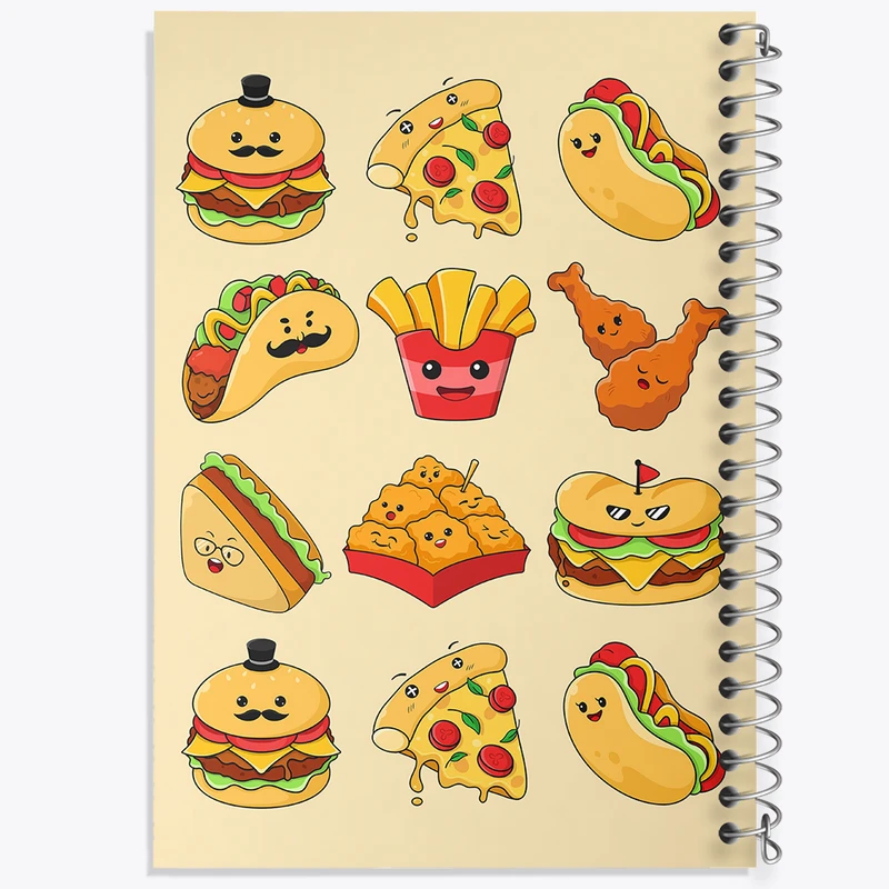 دفتر شطرنجی 50 برگ خندالو مدل فست فود کد N1283