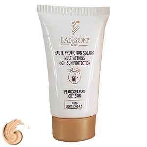 کرم ضدآفتاب رنگی لانسون SPF50 مدل مولتی اکشن شماره 1.5، مناسب پوست‌های چرب، حجم 40 میلی‌لیتر
