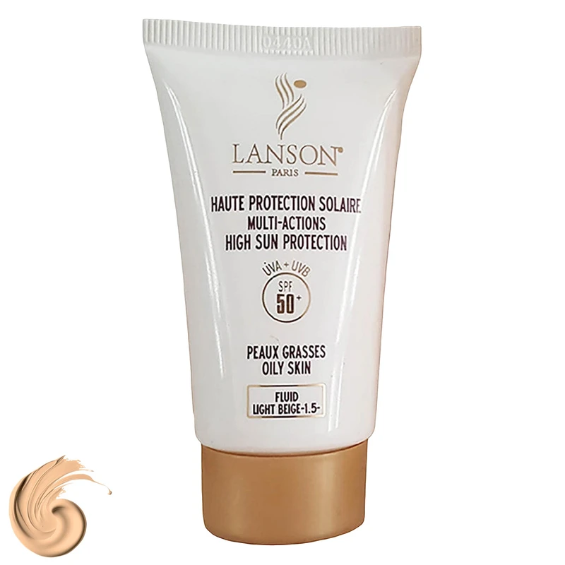 کرم ضدآفتاب رنگی لانسون SPF50 مدل مولتی اکشن شماره 1.5، مناسب پوستهای چرب، حجم 40 میلیلیتر