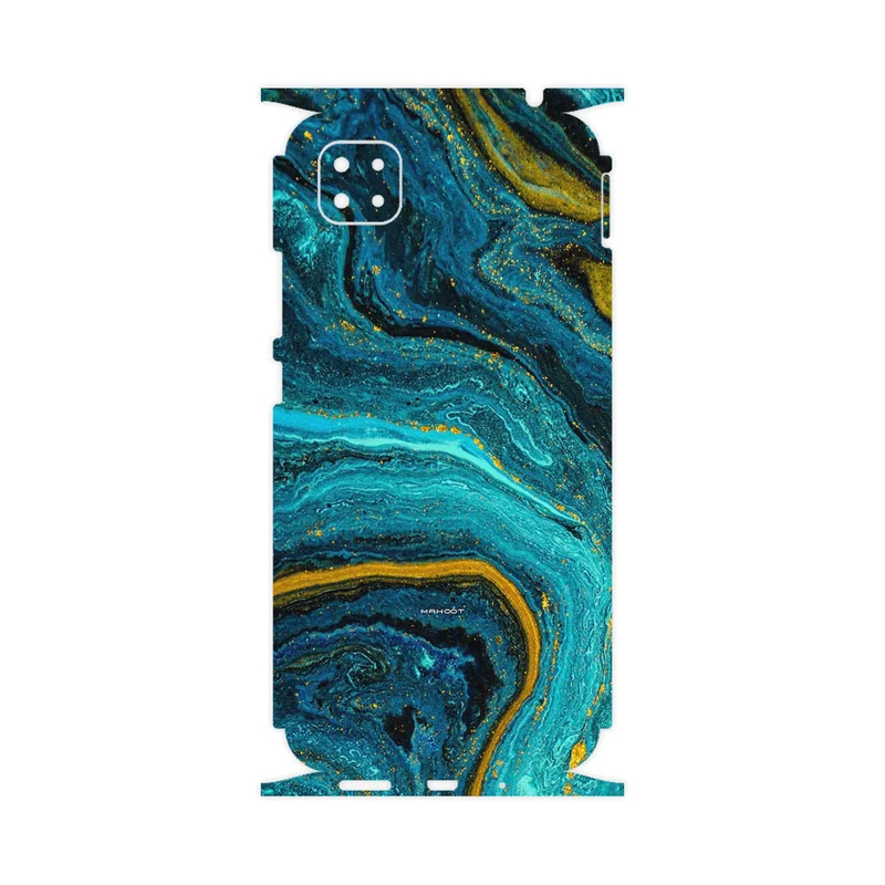 برچسب پوششی ماهوت مدل Turquoise marblewith golden streaks-FullSkin مناسب برای گوشی موبایل شیائومی Poco C3