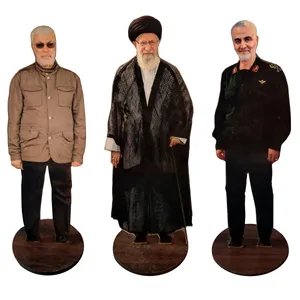 تندیس طرح مقام معظم رهبری و سردار سلیمانی و ابومهدی مهندس مدل EM8 مجموعه3عددی