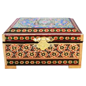 جعبه جواهرات خاتم کاری طرح گل آبی کد MRK3