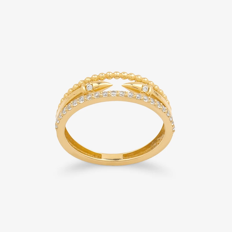 انگشتر طلا 18 عیار زنانه با طرح امگا گلدم مدل R352033 