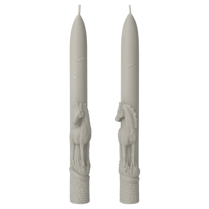 شمع دست‌ساز بدون‌بو مدل اسب زمان اتمام 4 ساعت مجموعه دو عددی