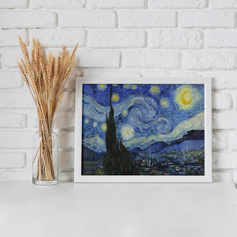 تابلو خندالو مدل دکوراتیو شب های پر ستاره ونگوگ Van Gogh کد M111 مجموعه 1 عددی