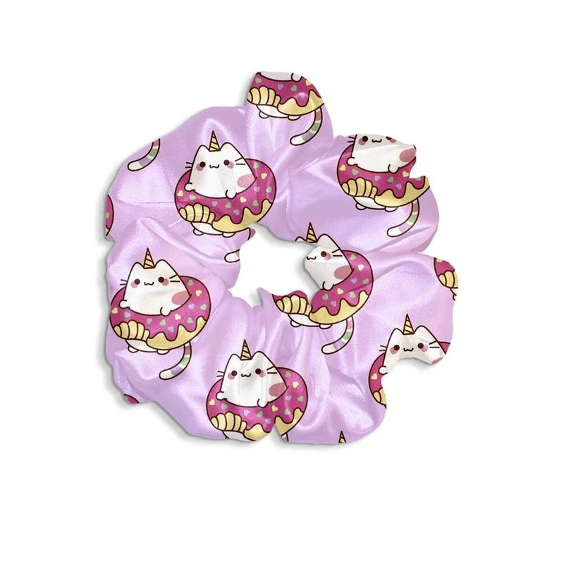 کش مو زنانه مدل اسکرانچی طرح گربه های تکشاخ کد SCH0205