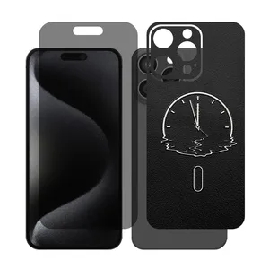 Glass Together model privacy screen protector suitable for Apple iPhone 15 Pro Max mobile phone with cover sticker on the back of the phone