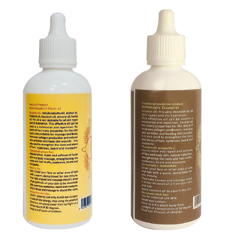 روغن تقویت کننده مو، مژه و ابرو مرهم یاب مدل نارگیل و شش گیاه حجم 80 میلی لیتر مجموعه 2 عددی