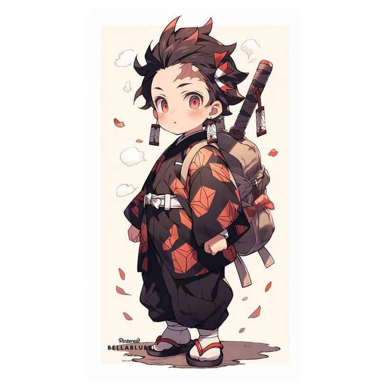 استیکر لپ تاپ و موبایل مدل انیمه طرح شیطان کش کامادو تانجیرو demon slayer kamado tanjiro کد 288