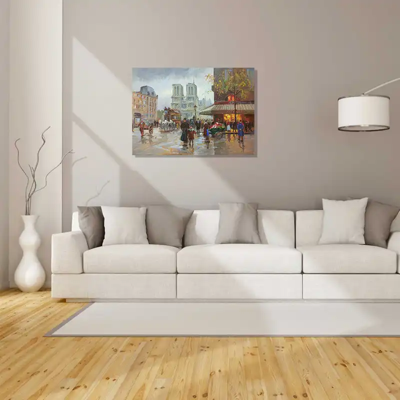 تابلو نقاشی رنگ روغن مدل خیابان مدلین پاریس 2