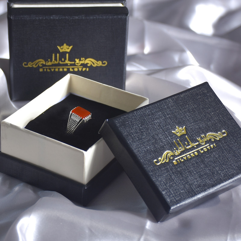 انگشتر نقره مردانه نقره جات لطفی مدل عقیق کد ANMS013E01