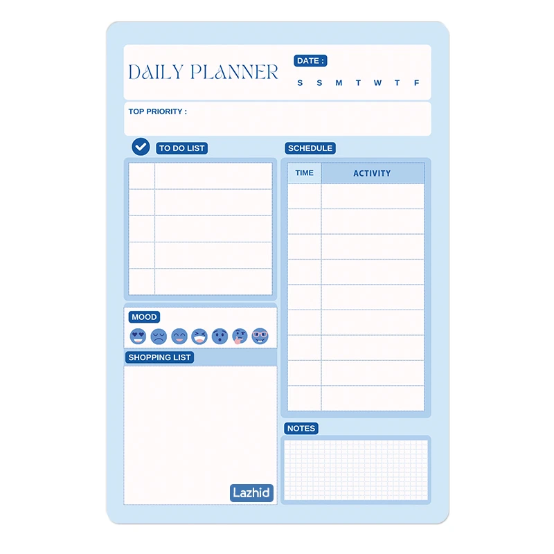 تخته وایت برد لاژید طرح پلنر روزانه مدل آهنربایی سایز 20X30 سانتیمتر 