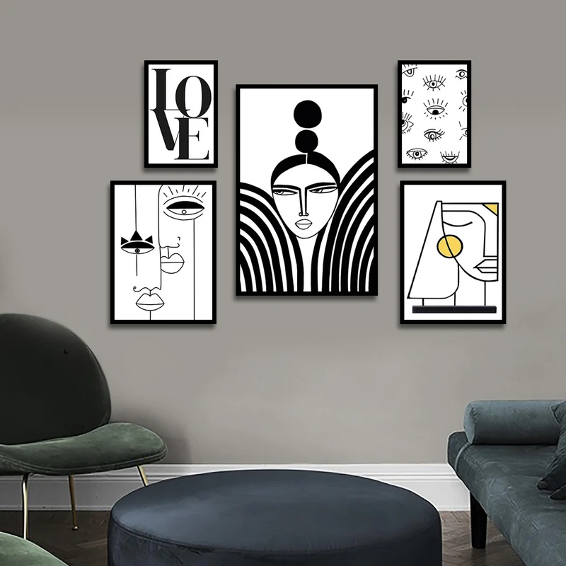 تابلو بکلیت طرح نقاشی مدرن مدل شاین اکلیلی B-1655 مجموعه 5 عددی