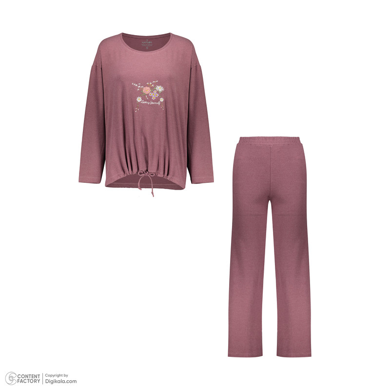 ست تی‌شرت آستین بلند و شلوار زنانه ناربن مدل 15211096 رنگ کالباسی