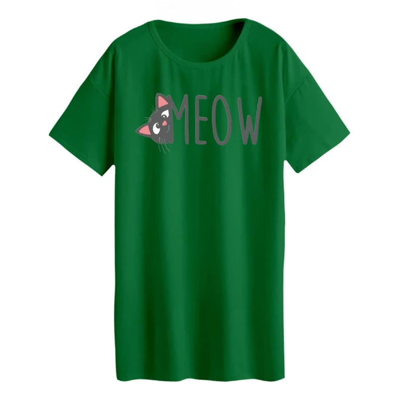 تی شرت لانگ زنانه مدل گربه کد 05