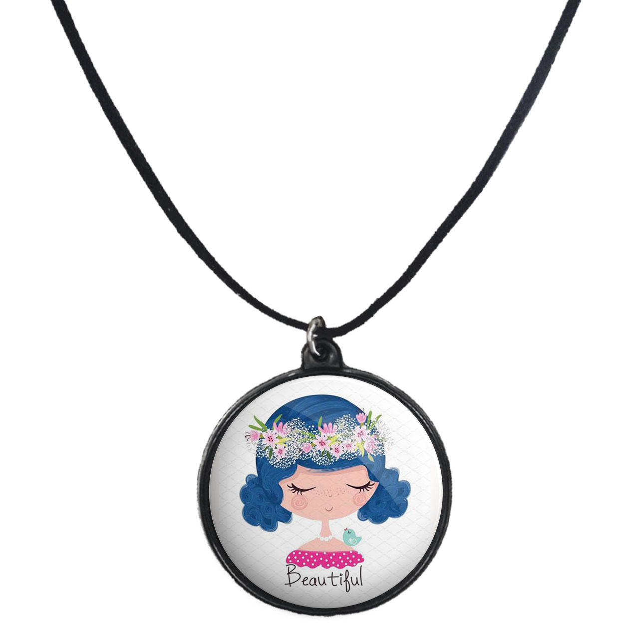 گردنبند پرمانه طرح دخترونه کد pmb.4435 مدل دو طرفه