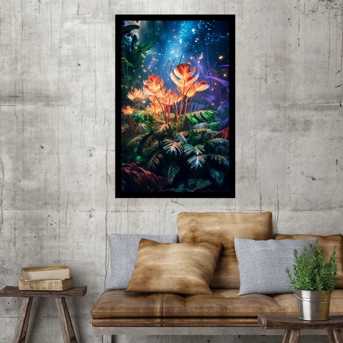 تابلو نوری بکلیت طرح منظره طبیعت و برگ انجیری مدل B-MID-18251