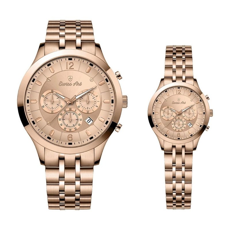 ست ساعت مچی عقربه‌ای زنانه و مردنه سوئیس آرت مدل 620007/8-08