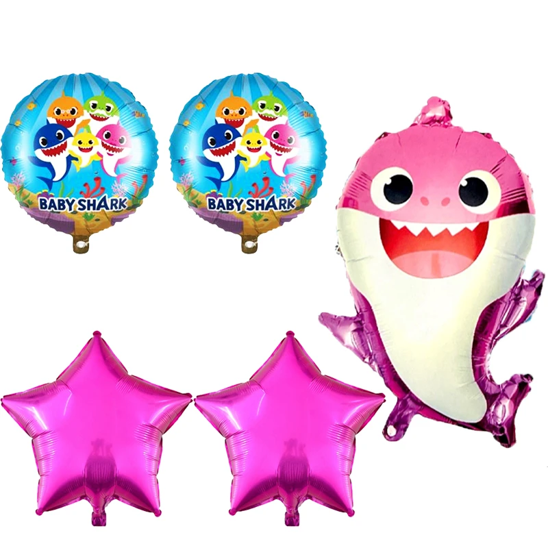 بادکنک فویلی طرح بچه کوسه دختر کد 981 مجموعه 5 عددی