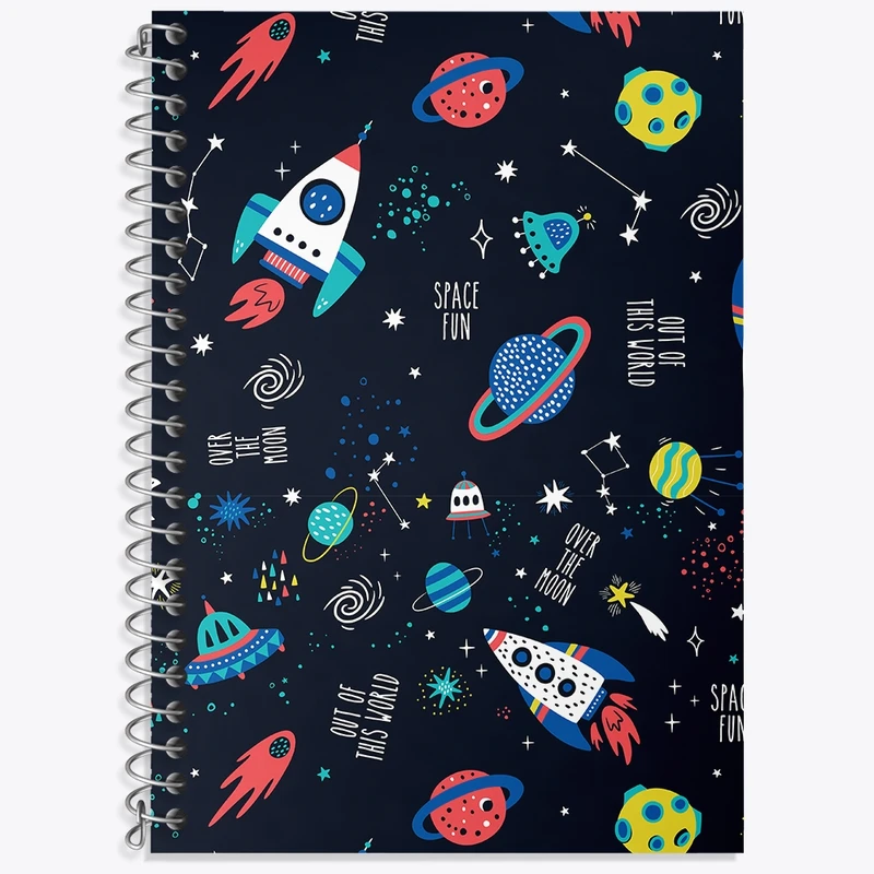 دفتر زبان 50 برگ خندالو مدل دو خط طرح فضایی کد N516