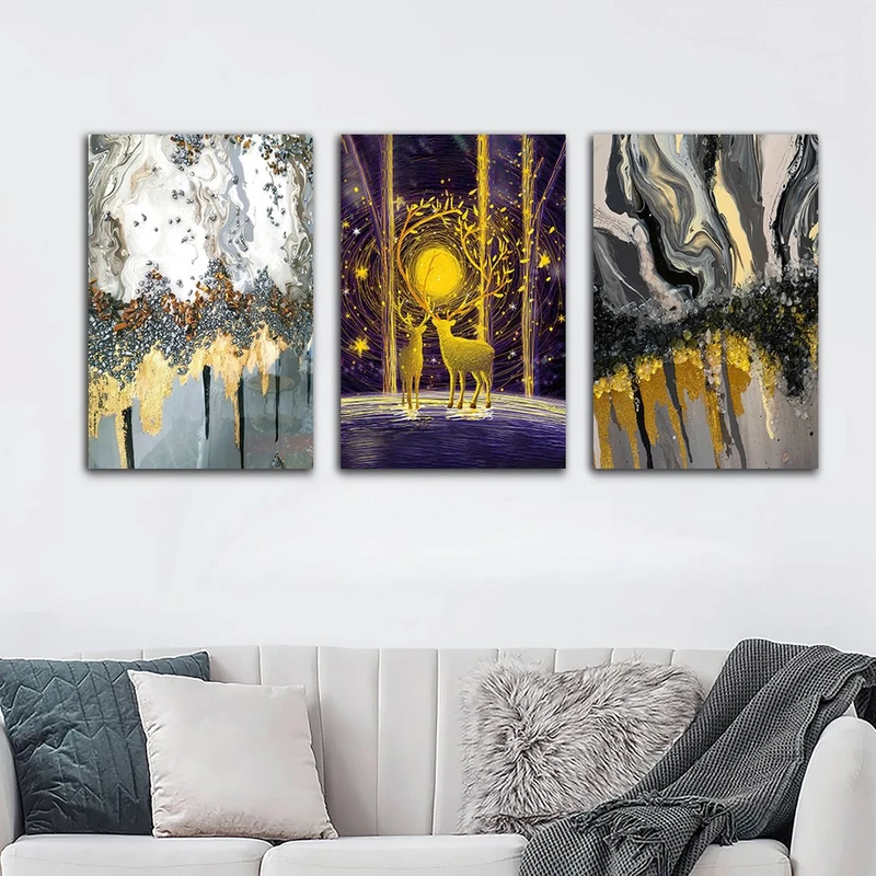 تابلو شاسی بکلیت طرح طبیعت و رزین مدل SH-720 مجموعه 3 عددی