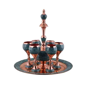 سرویس شربت خوری 8 تکه فیروزه کوبی مدل F016 کد 01