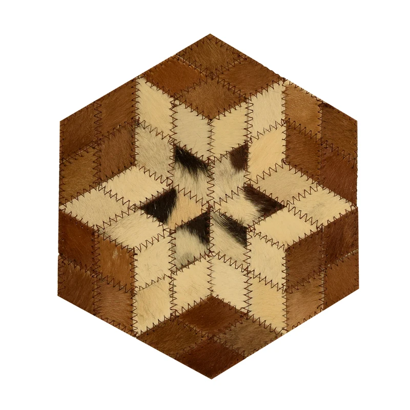 رومیزی کلاژ چرم و پوست مدل شش ضلعی کد 002