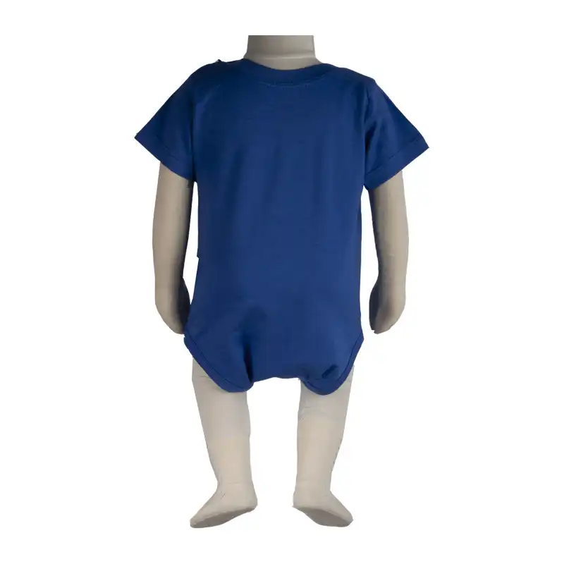 بادی آستین کوتاه نوزادی آدمک شیر کد 170032 رنگ آبی کاربنی