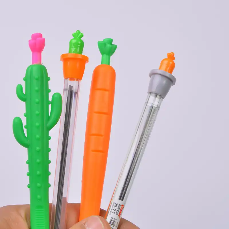 مداد نوکی 0.5 میلی متری مدل هویج و کاکتوس و به همراه نوک مجموعه 4 عددی