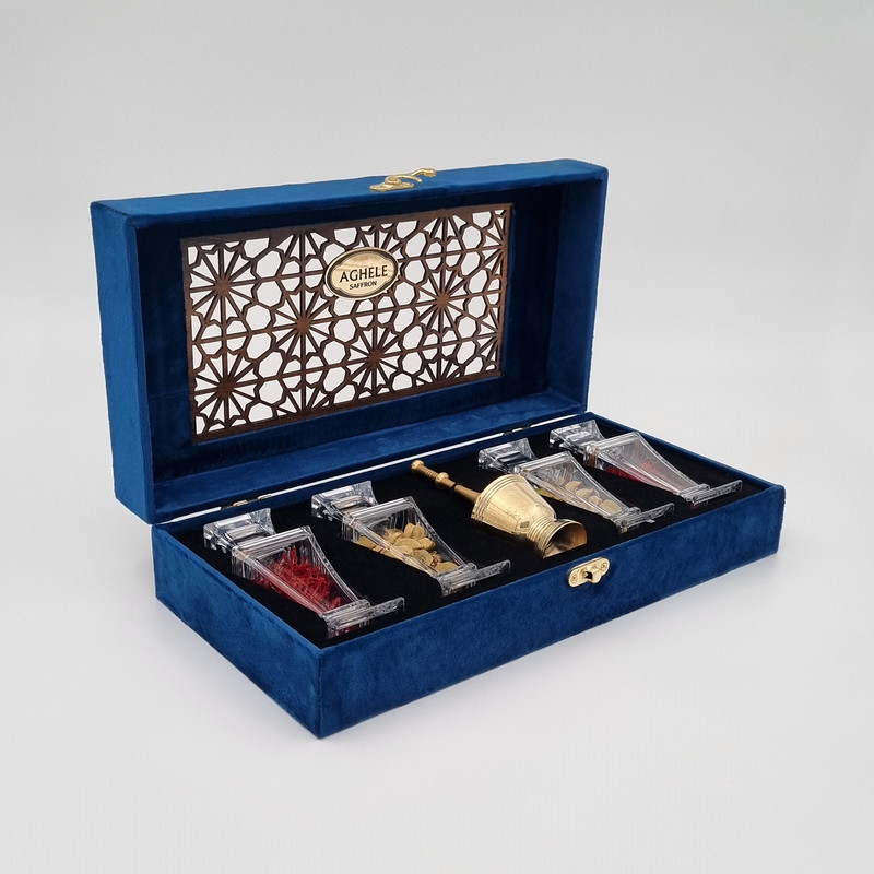 زعفران کادویی عاقله - 3 گرم به همراه هل - 20 گرم و هاون