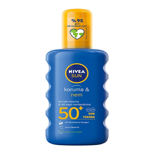 اسپری ضد آفتاب بدون رنگ نیوآ SPF 50 مدل Koruma ve Nem ‌مناسب انواع پوست حجم 50 میلی لیتر