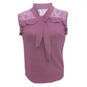 تاپ زنانه مدل کرواتی رنگ صورتی تیره