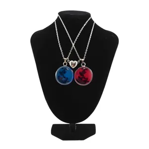 گردنبند مدل ماه شبتاب ست دوستی و قلب مجموعه دو عددی 