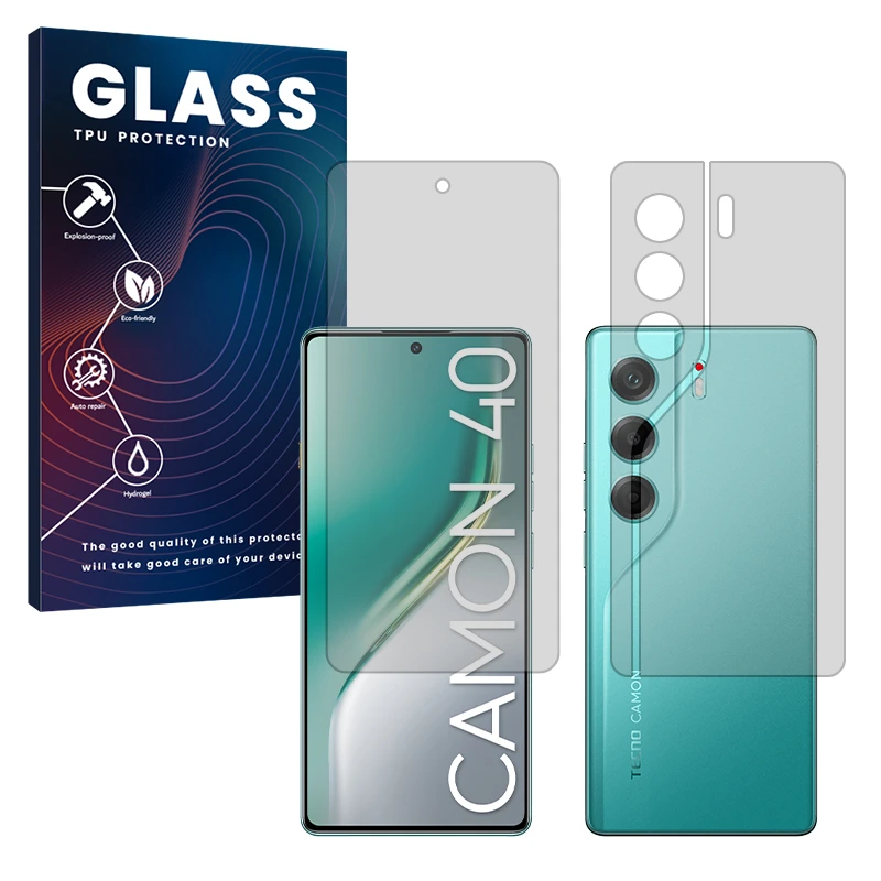 محافظ صفحه نمایش مات گلس مدل Resistant مناسب برای گوشی موبایل تکنو  Camon 40 به همراه محافظ پشت گوشی 