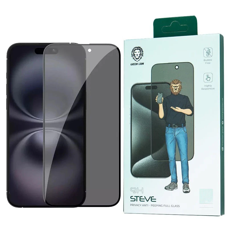 محافظ صفحه نمایش حریم خصوصی گرین لاین مدل 9H Steve privacy مناسب برای گوشی موبایل اپل iphone 15 pro