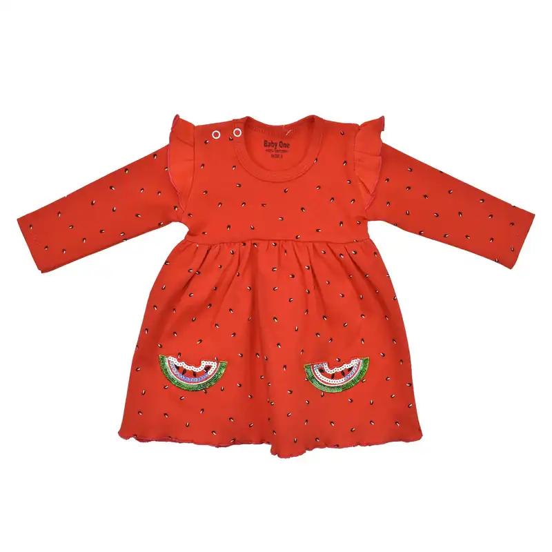 ست تونیک و شلوار نوزادی بی بی وان مدل پولکی هندوانه یلدا