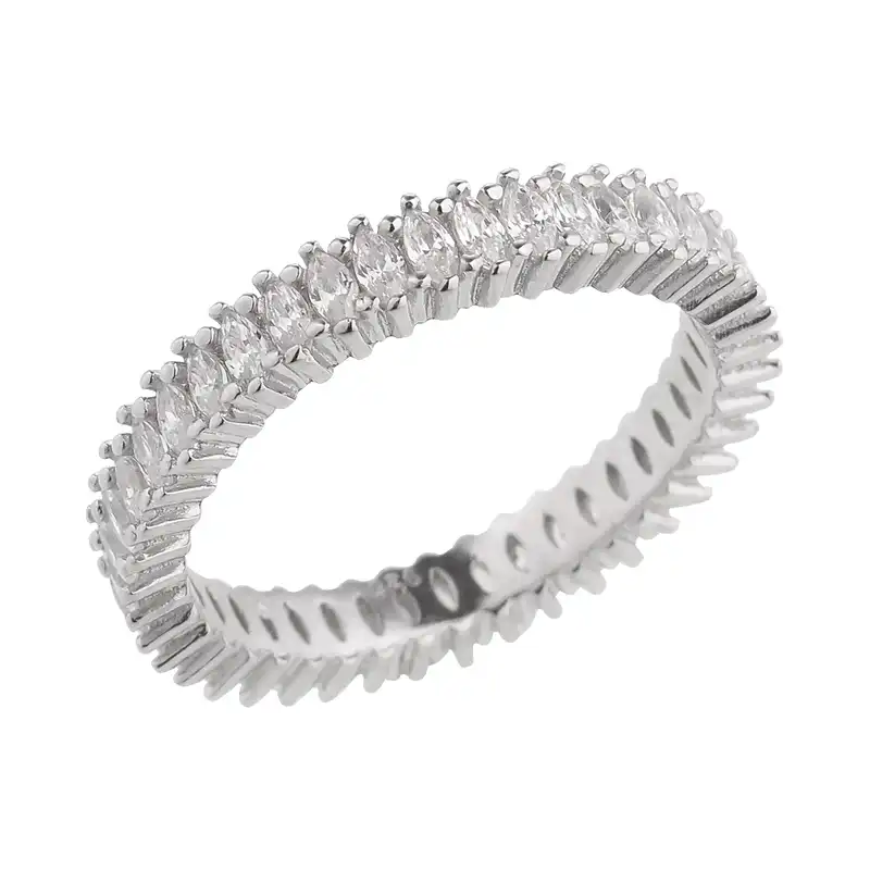 انگشتر نقره زنانه سواروسکی مدل سولیتر کد 16001 مجموعه دو عددی