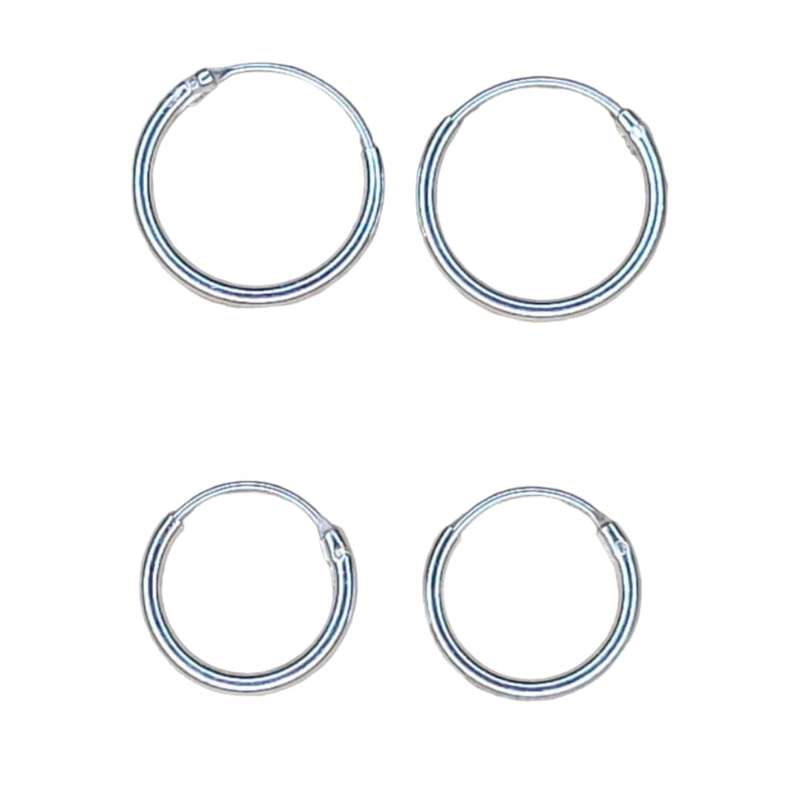 گوشواره نقره زنانه مدل حلقه ای مجموعه 2 عددی