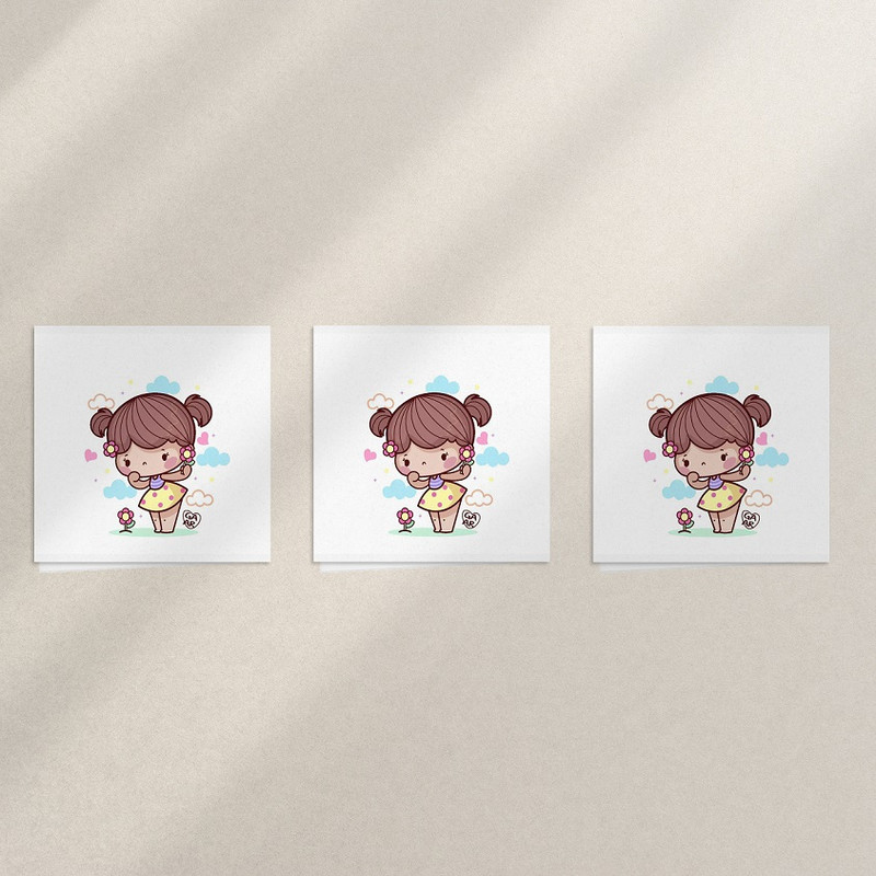 کارت پستال مدل دختر و گلها مجموعه 3 عددی