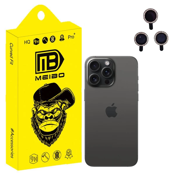محافظ لنز دوربین نگین دار میبو مدل Jewel Shining مناسب برای گوشی موبایل اپل iphone 15 pro max