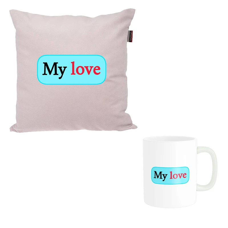 کوسن ناریکو طرح فانتزی مدل ست عاشقانه my love کد 09 به همراه ماگ