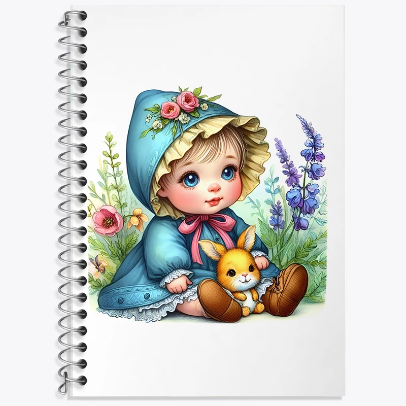 دفتر زبان 50 برگ خندالو مدل دو خط طرح دخترانه کیوت کد F6191