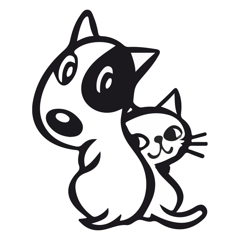 برچسب لپ تاپ پویا مارکت طرح گربه سگ کد 672