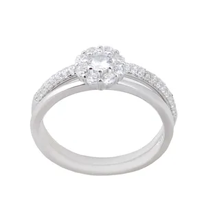 انگشتر نقره زنانه بازرگانی میلادی مدل آبکاری رادیوم کد AWR_893