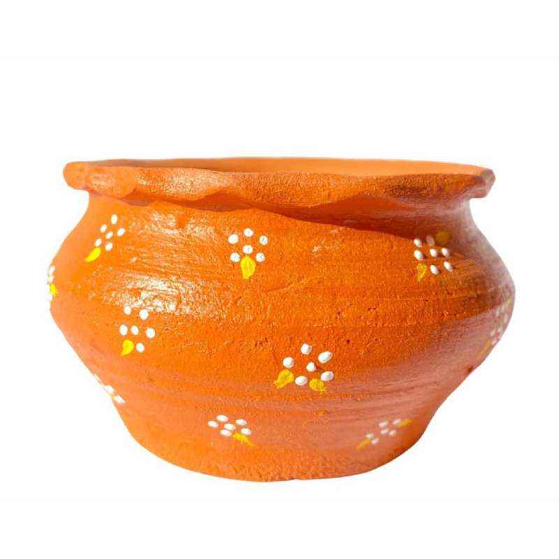 گلدان سفالی طرح گلدار کد 017