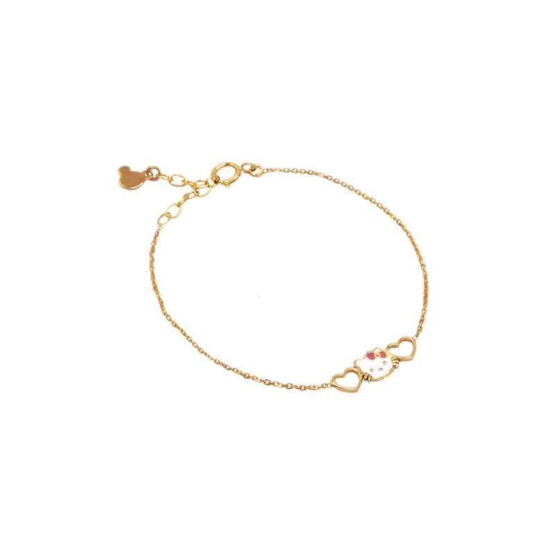 دستبند طلا 18 عیار دخترانه الی گالری مدل کیتی مینایی قلب تو خالی دستبند طلا 18 عیار دخترانه الی گالری مدل کیتی مینایی قلب تو خالی