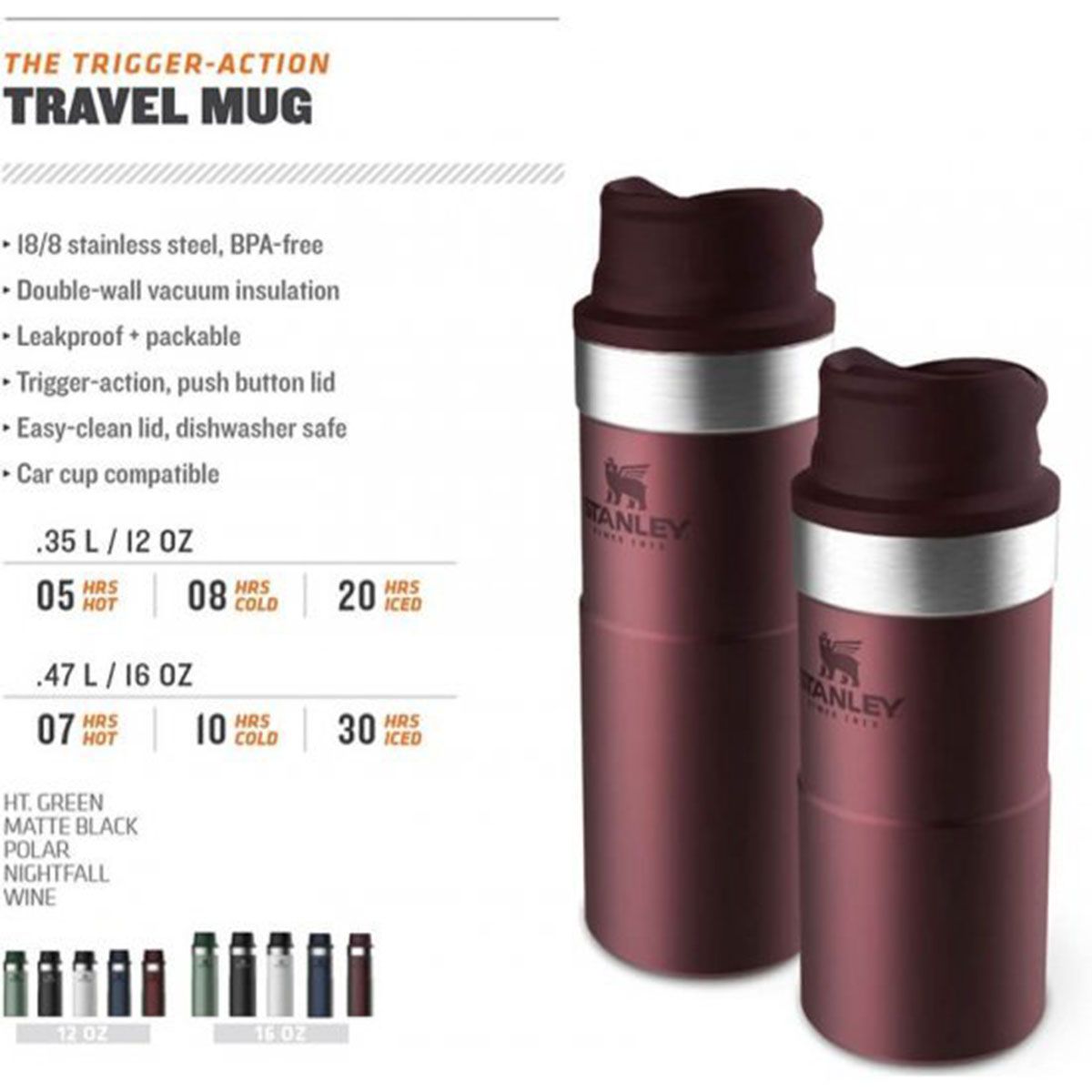 ماگ سفری استنلی مدل Classic Trigger Action Travel Mug گنجایش 0.470 لیتر -  - 5