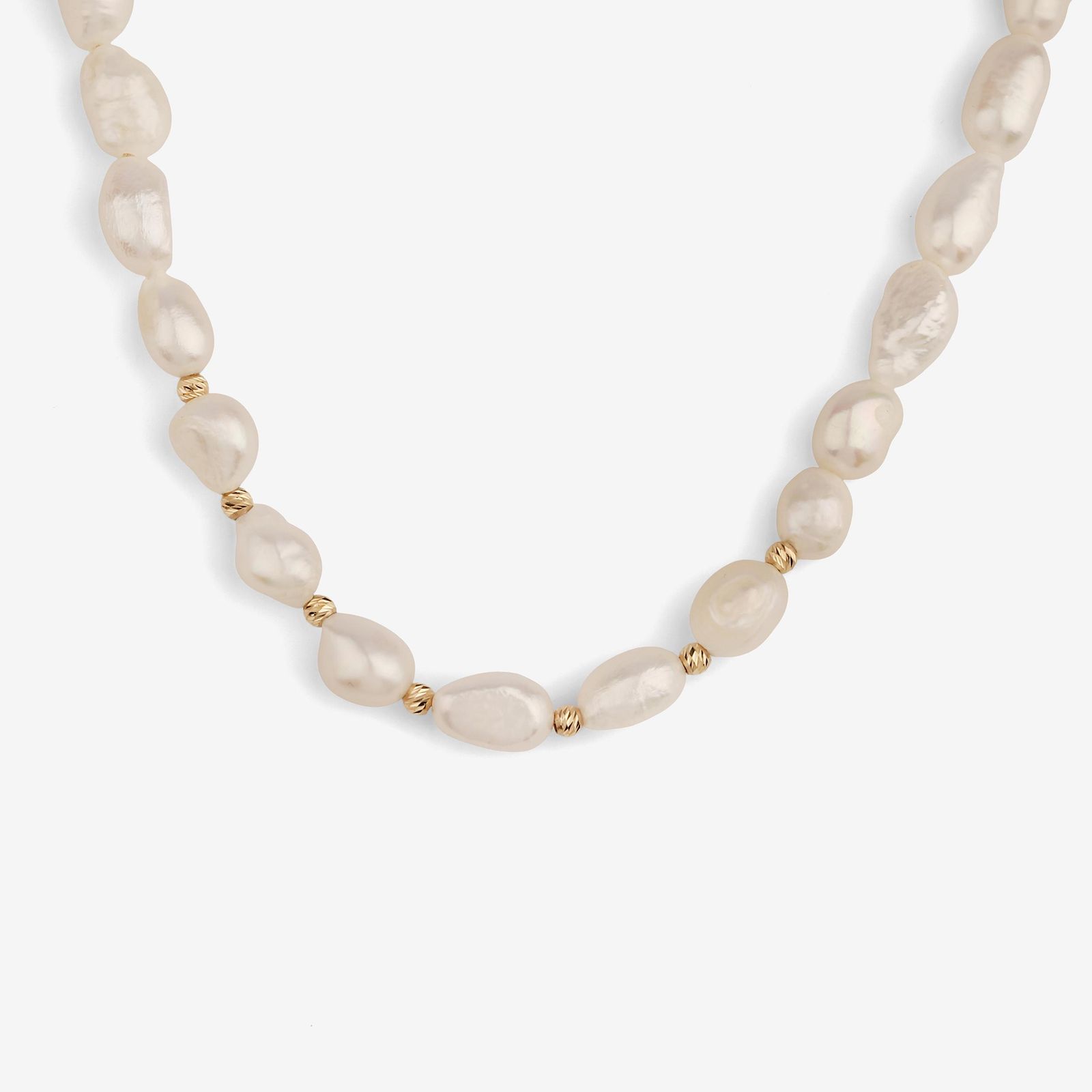 گردنبند طلا 18 عیار زنانه با زنجیر مروارید وی گالری مدل گوی البرنادو و باروک کد NC4119 -  - 1