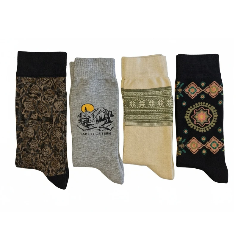 جوراب ساق بلند مردانه مدل 3 بسته 4 عددی