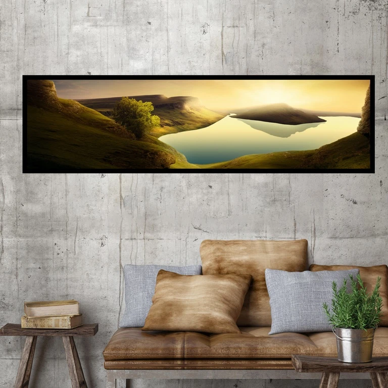 تابلو بکلیت طرح منظره دریاچه مدل کشیده B-7648